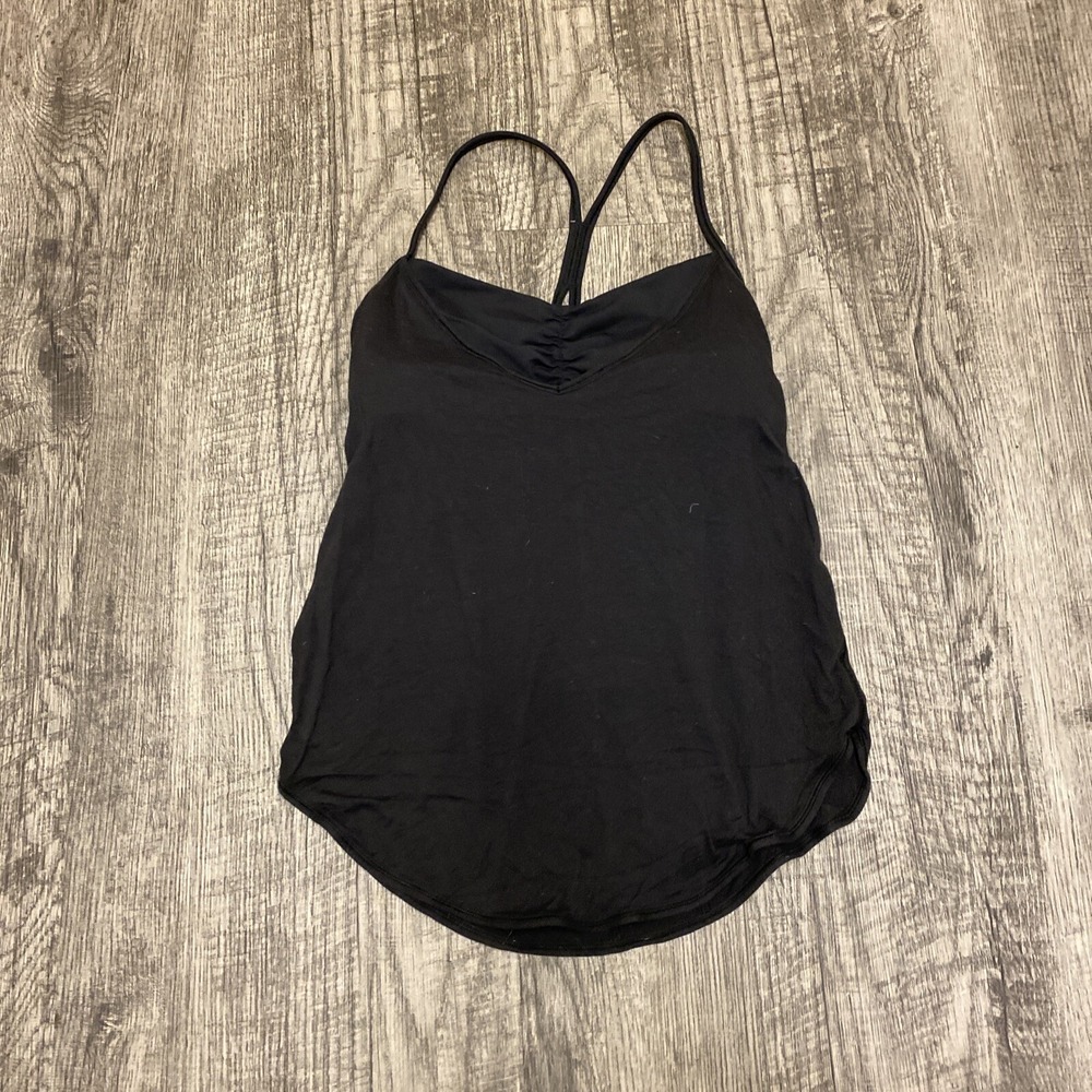 LULULEMON Black Layered Bra Roll Out Tank Strappy Racer Back Sz 6 Athletic Yoga